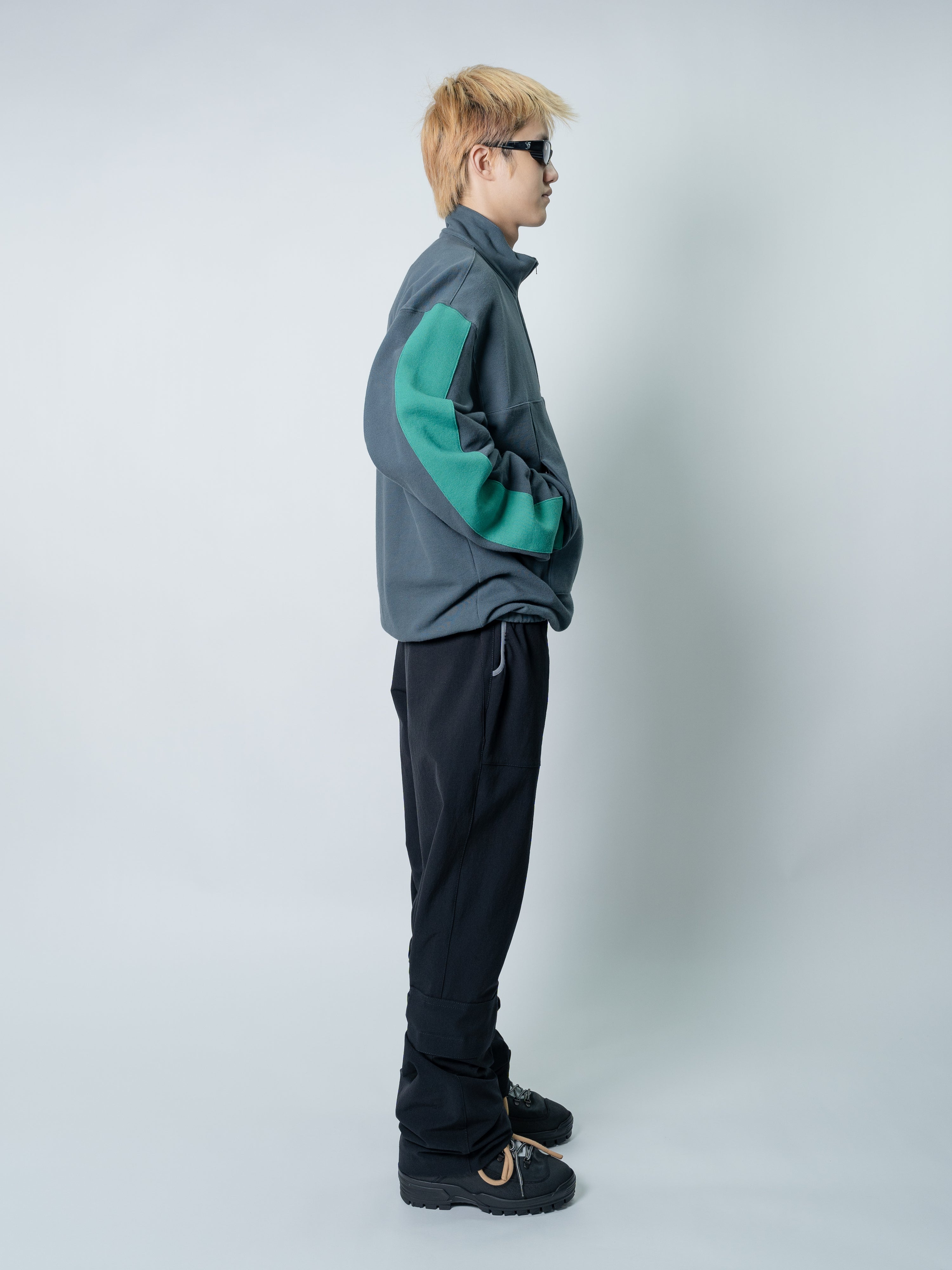 GR10K Piquet Stripe Half Zip (Convoy Gray)