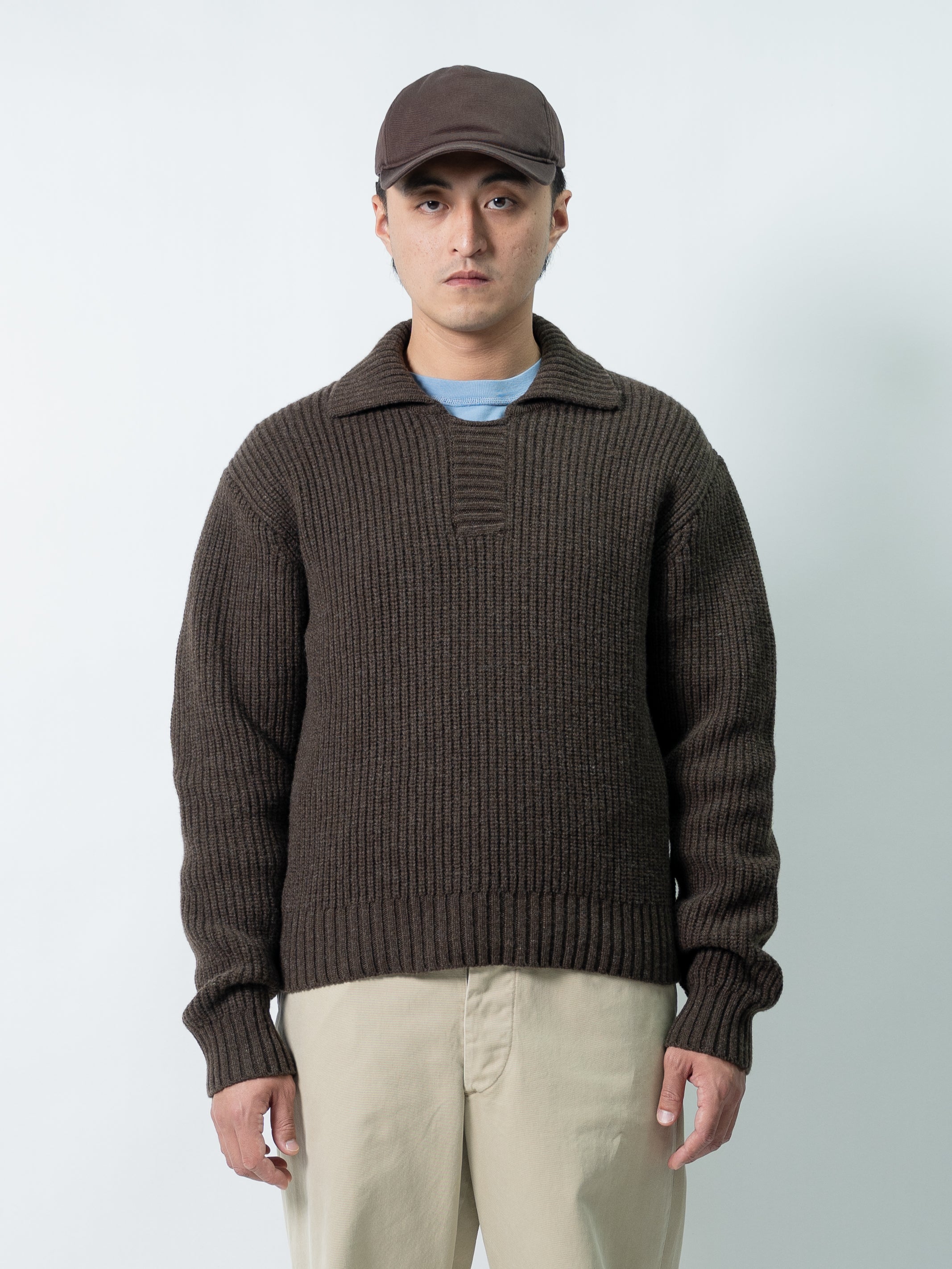 mfpen Collar Sweater (Dark Brown)