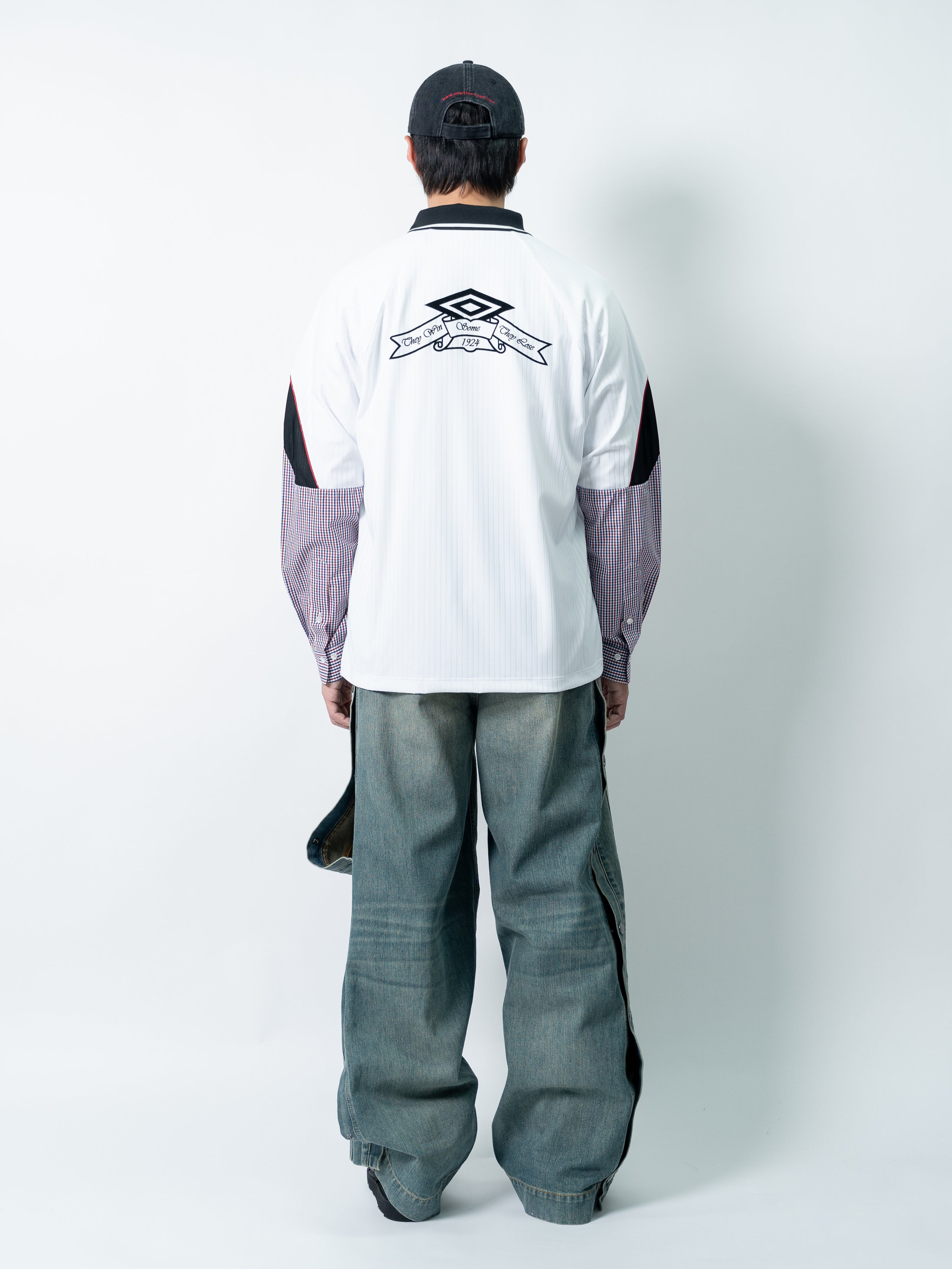 Umbro Gingham Cut Up Polo (White)