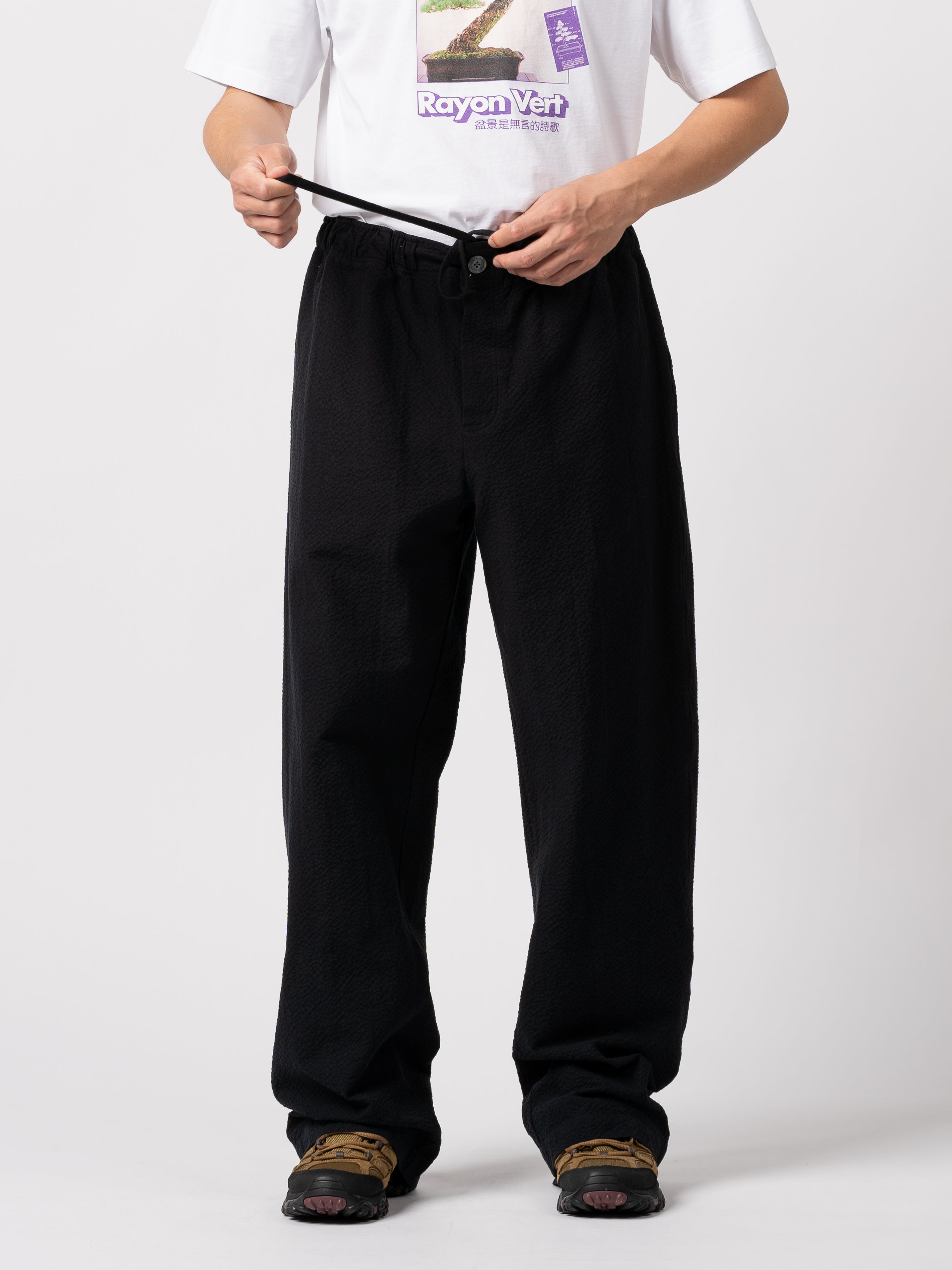 mfpen Easy Trousers (Black Seersucker)