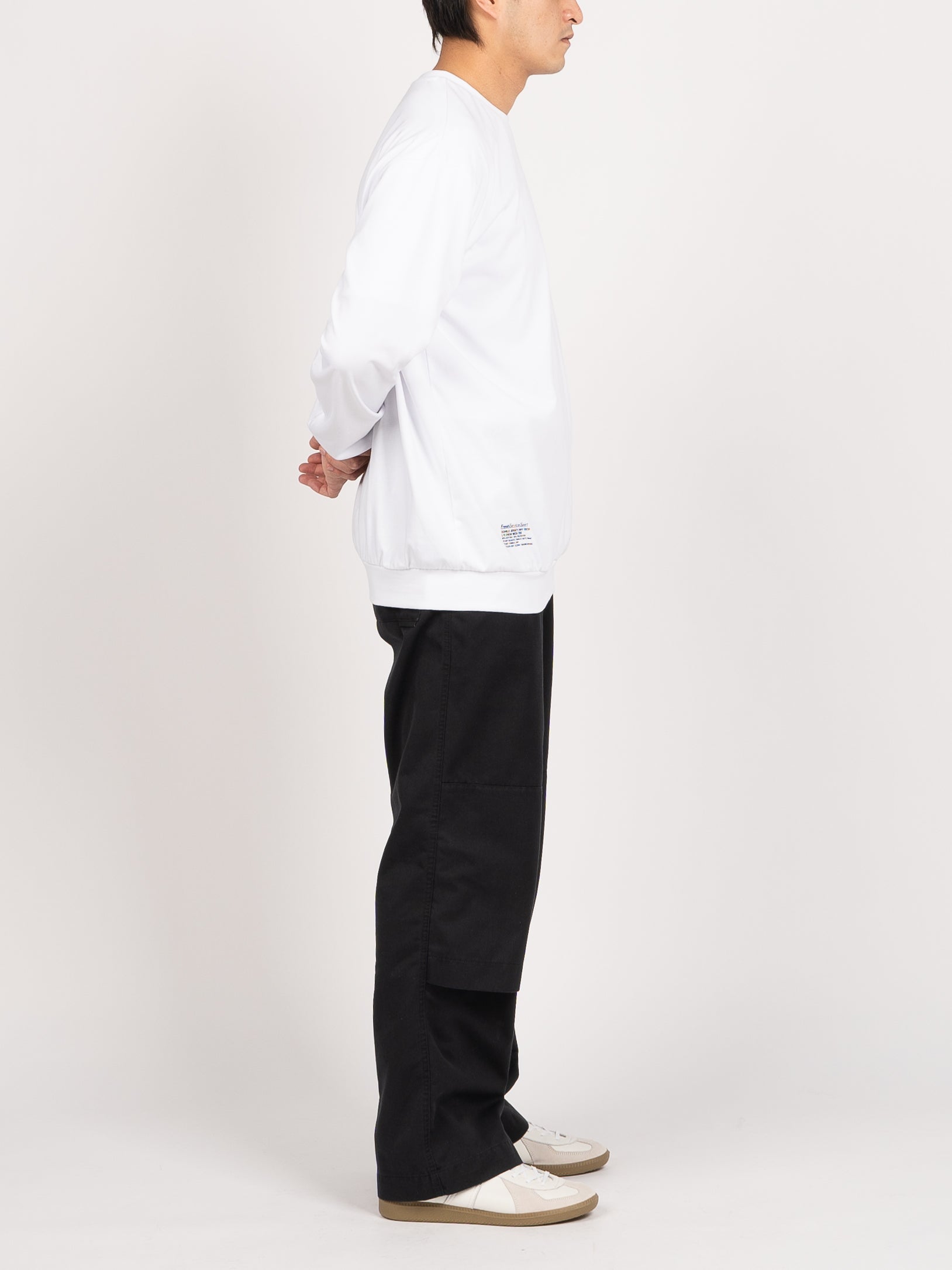 FreshService Sport Double Jersey Dry Tech L/S Crew Neck Tee (White)