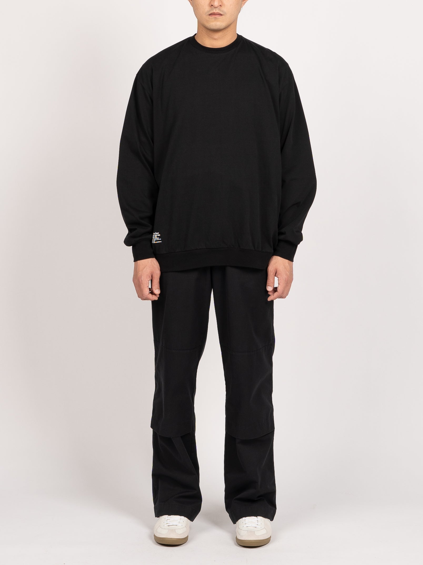 FreshService Double Jersey Dry Tech L/S Crew Neck Tee (Black