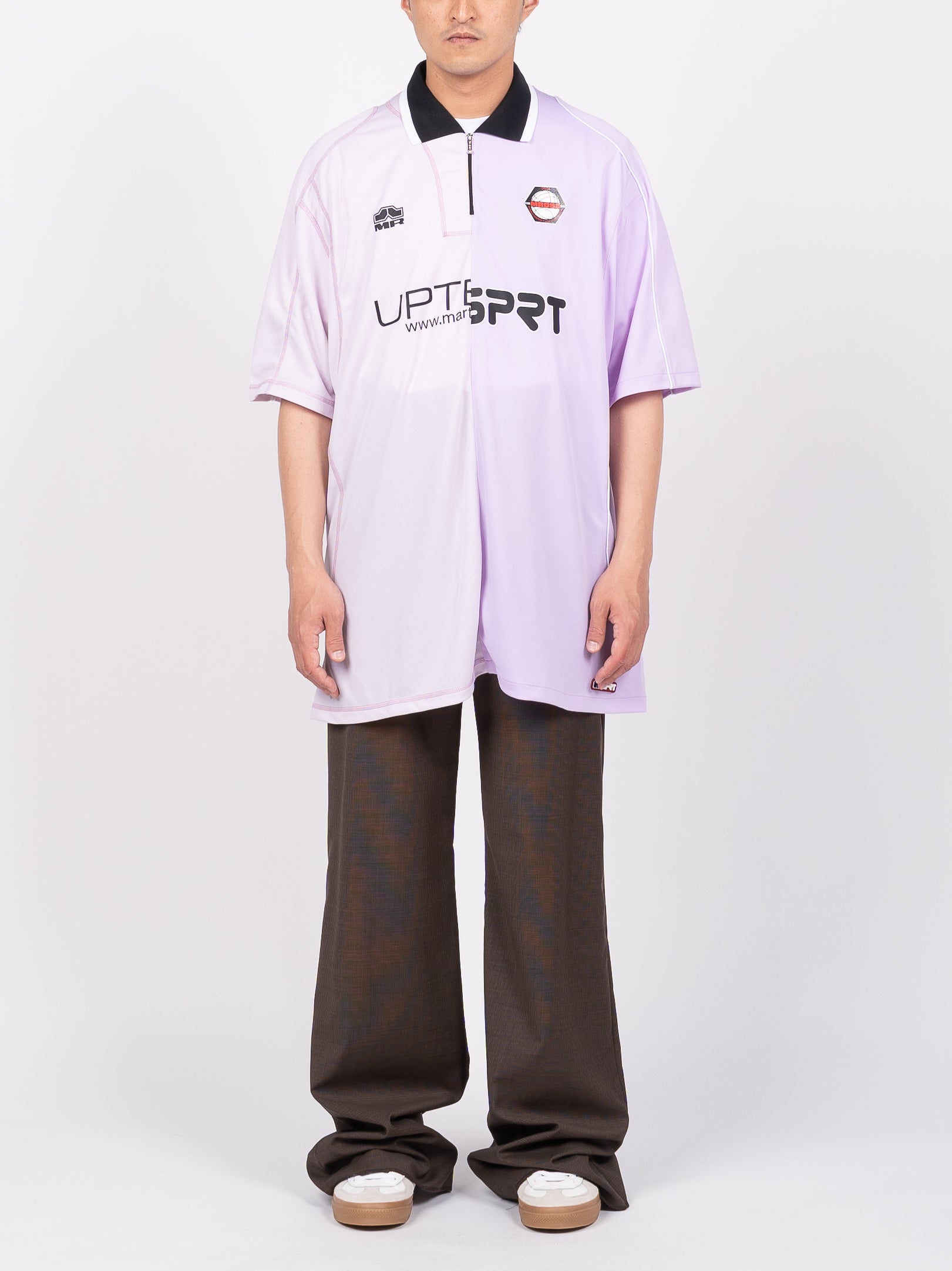 Martine Rose Half and Half Football Top (Lilac)