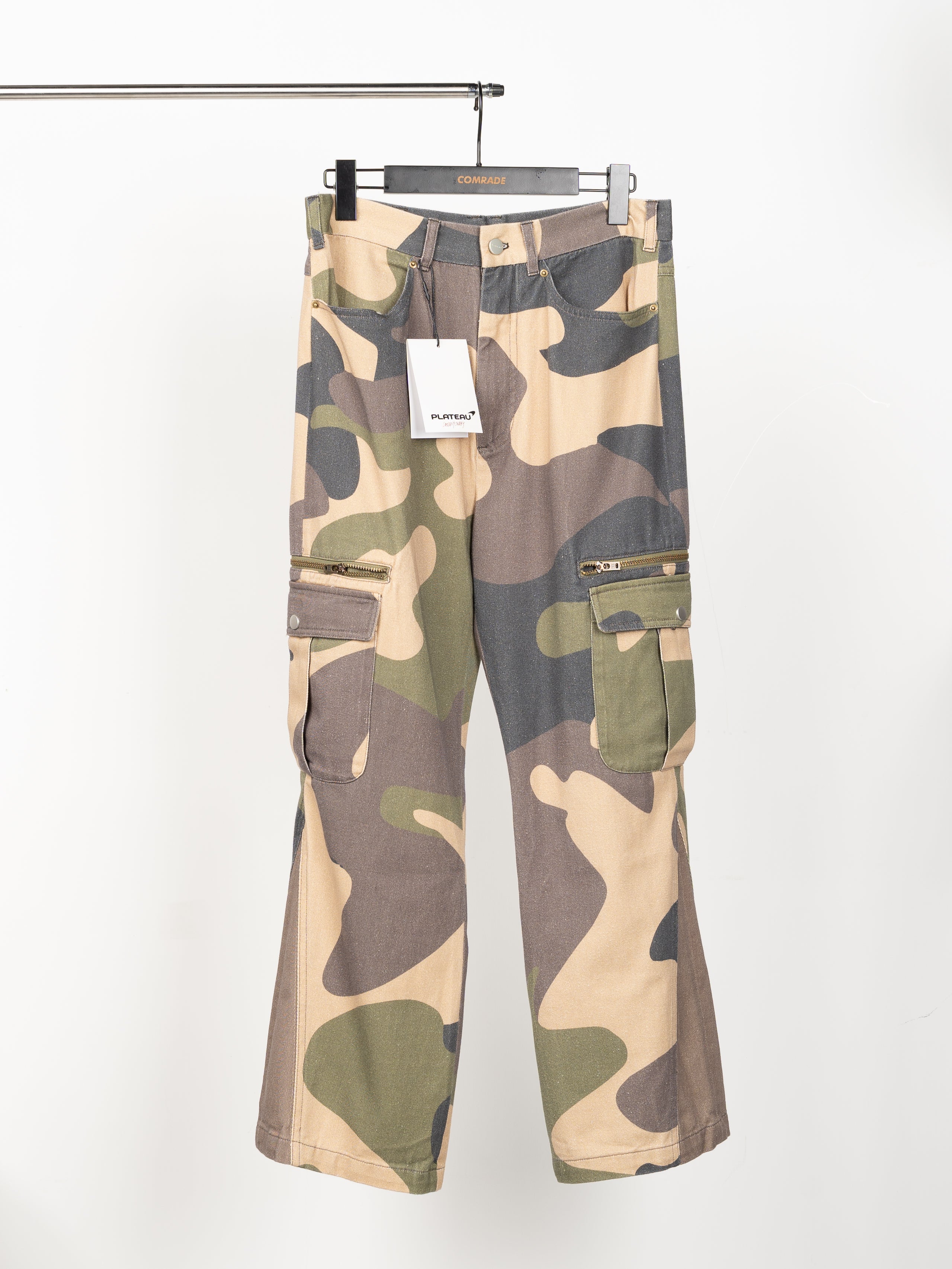 Plateau Studio Washed Camo Flared Cargo Pants (Washed Camo)