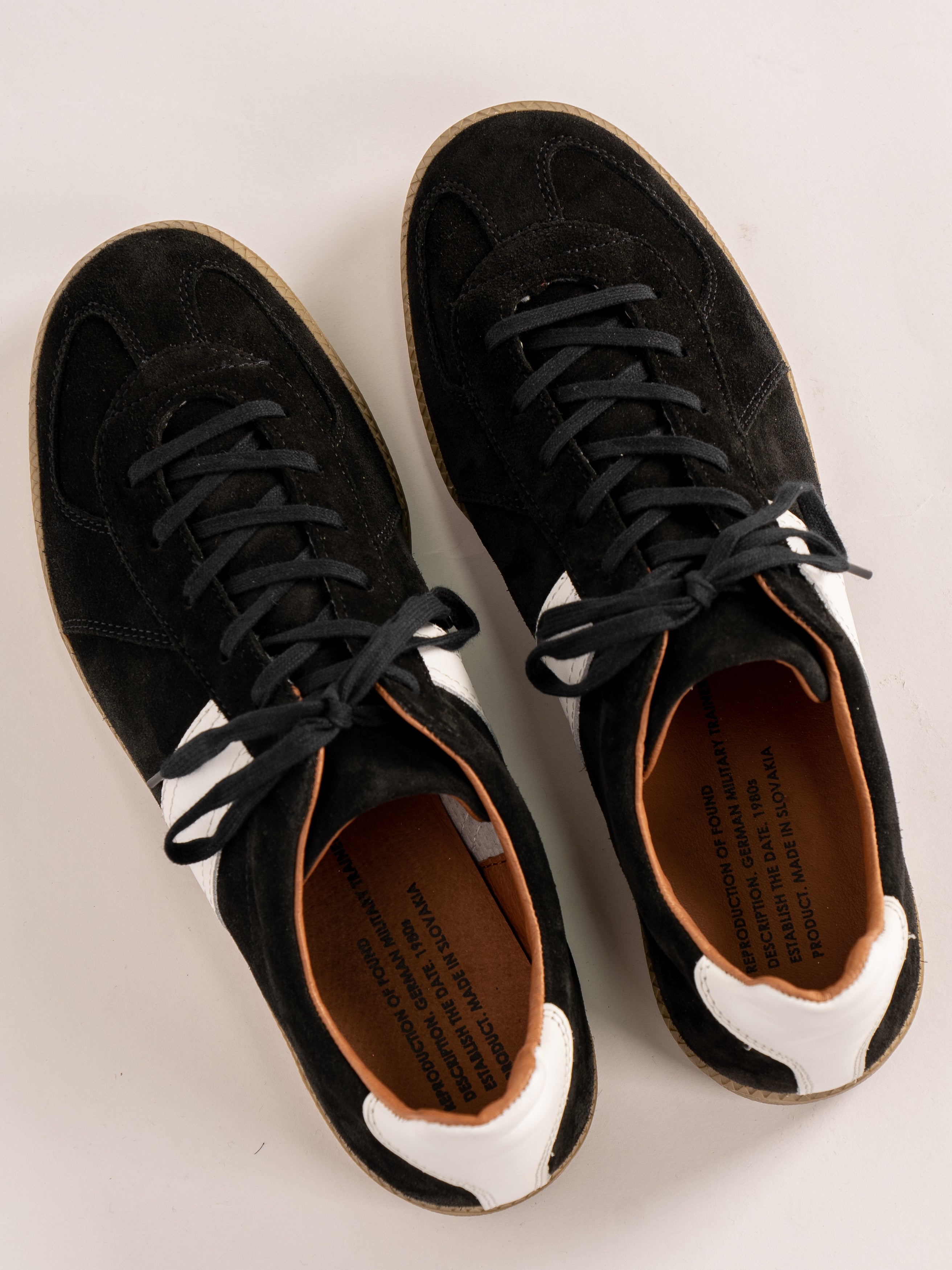 Reproduction of found German Military Trainer 1700S (Black Suede/ White)