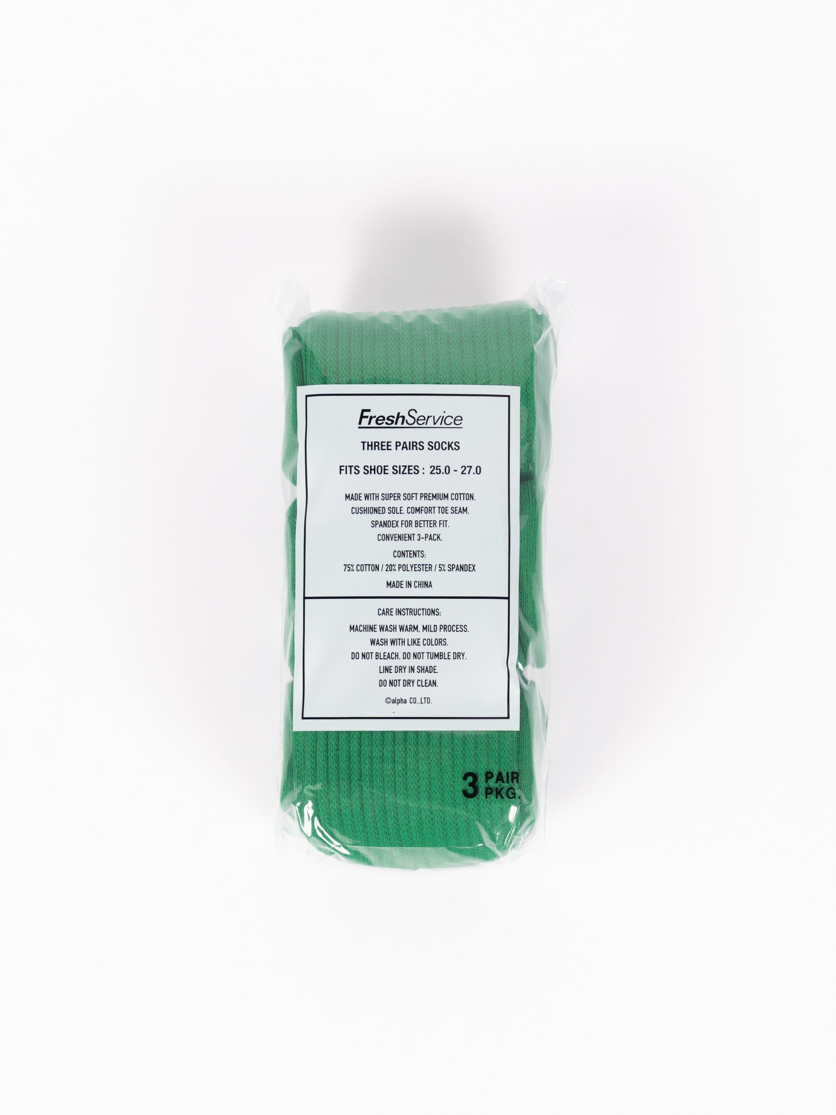 FreshService Original 3-Pack Socks (Kelly Green)