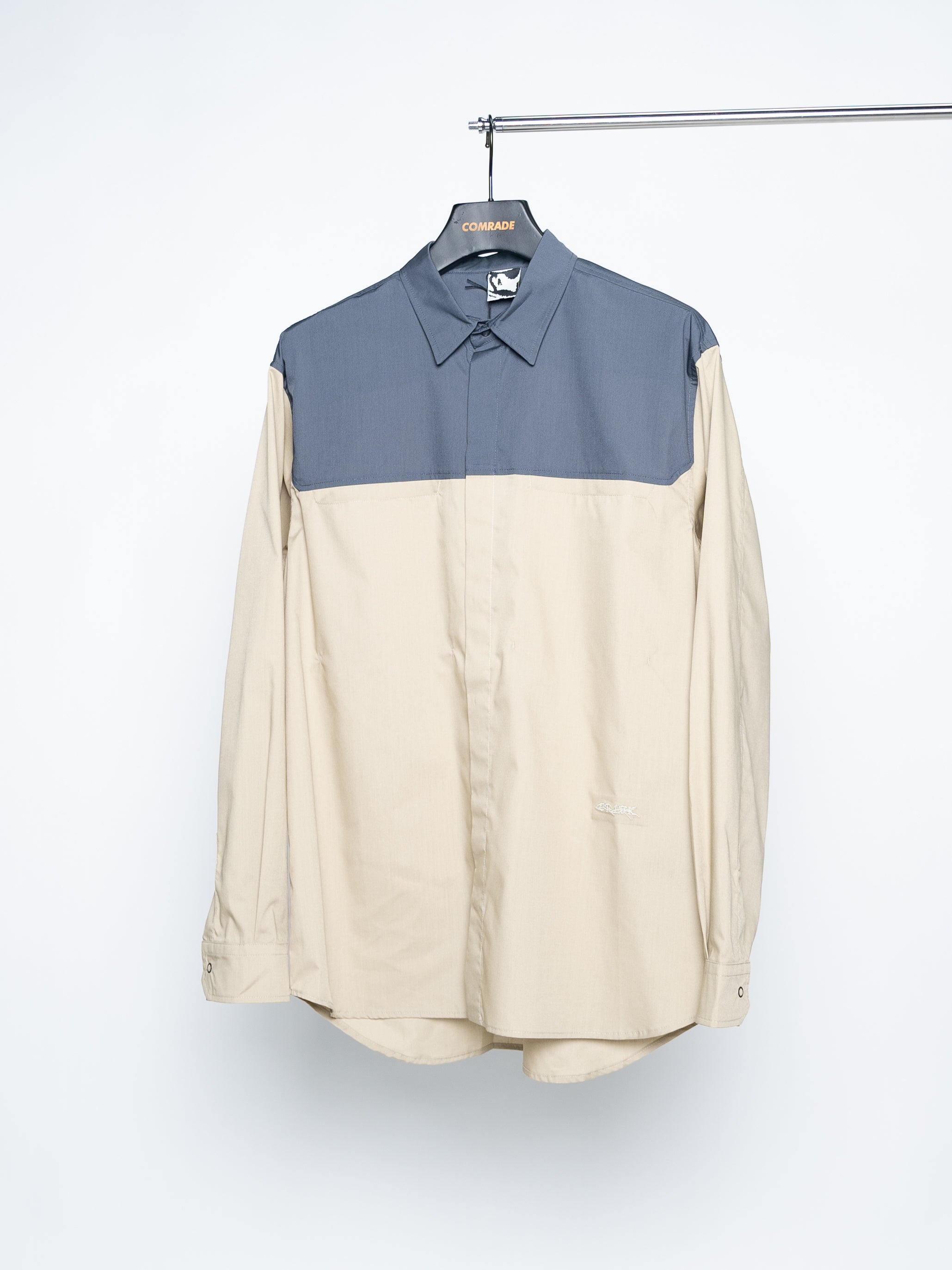 GR10K Color Block Shoulder Shirts (Dark Sand)