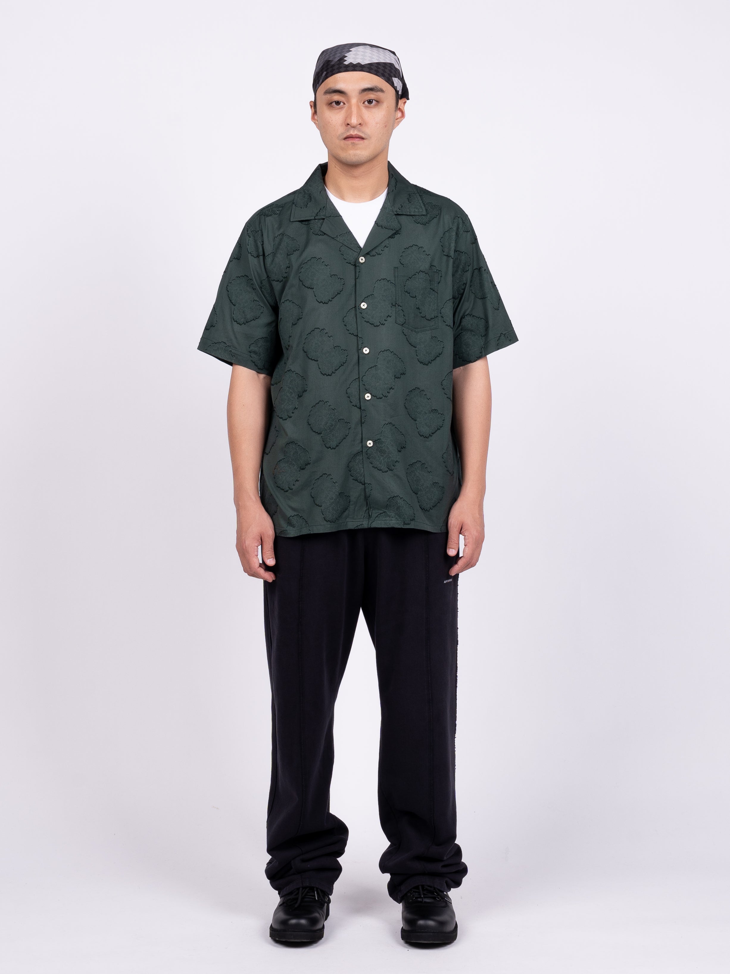 LITE YEAR Short Sleeve Camp Collar (Dark Green)