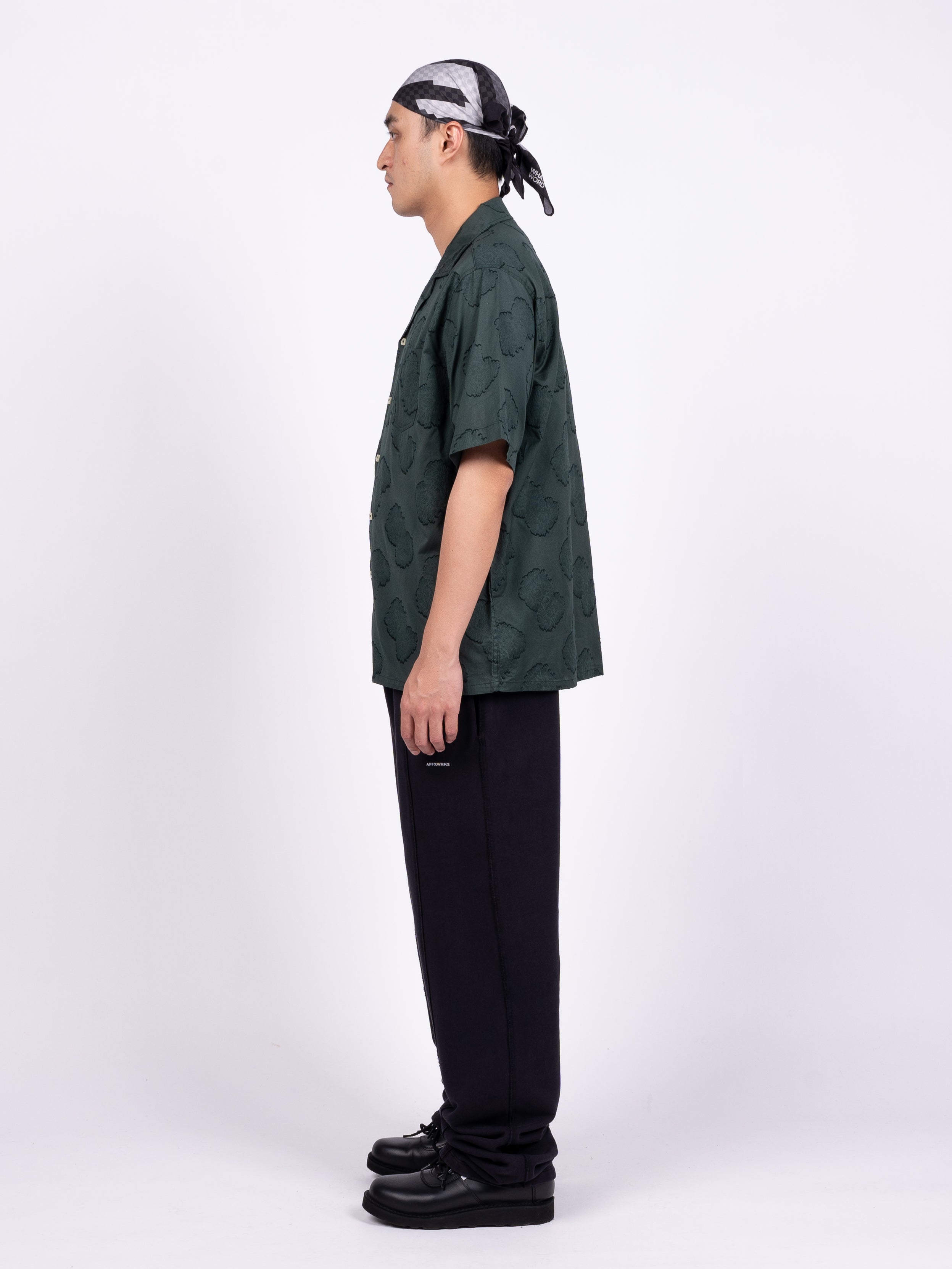 LITE YEAR Short Sleeve Camp Collar (Dark Green)