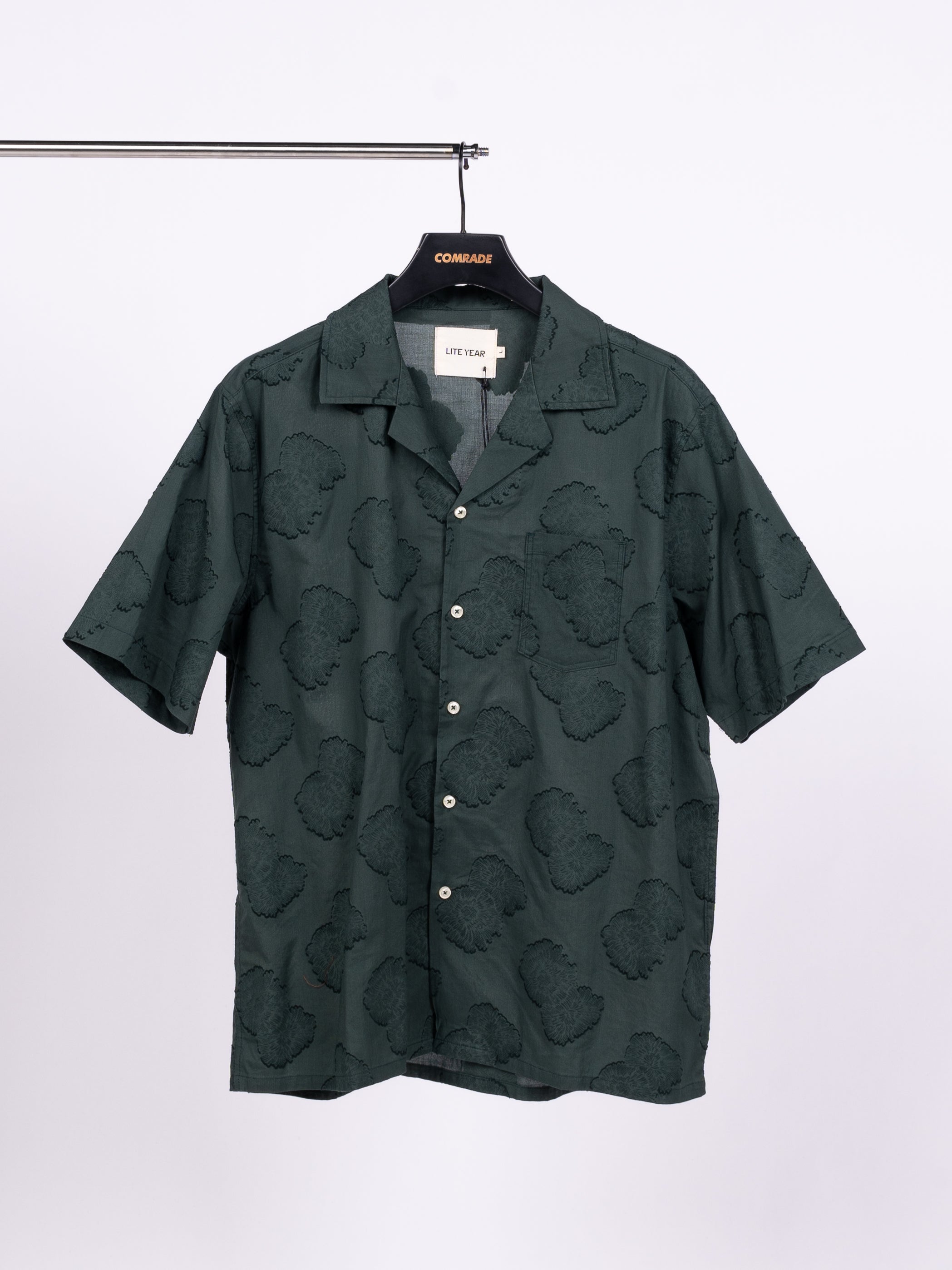 LITE YEAR Short Sleeve Camp Collar (Dark Green)