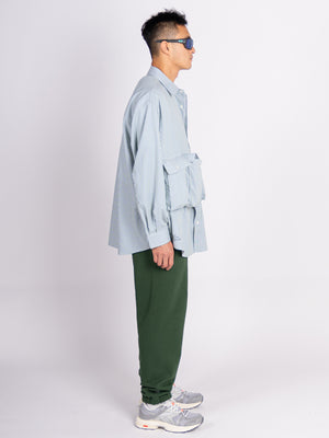 FreshService Dry Oxford Flap Pocket L/S Shirt (Green Stripe)