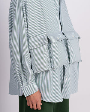 FreshService Dry Oxford Flap Pocket L/S Shirt (Green Stripe)