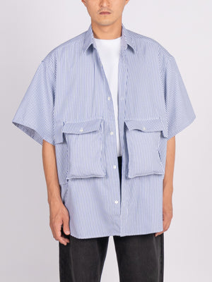 
                
                    Load image into Gallery viewer, FreshService Dry Oxford Flap Pocket S/S Shirt (Blue Stripe)
                
            