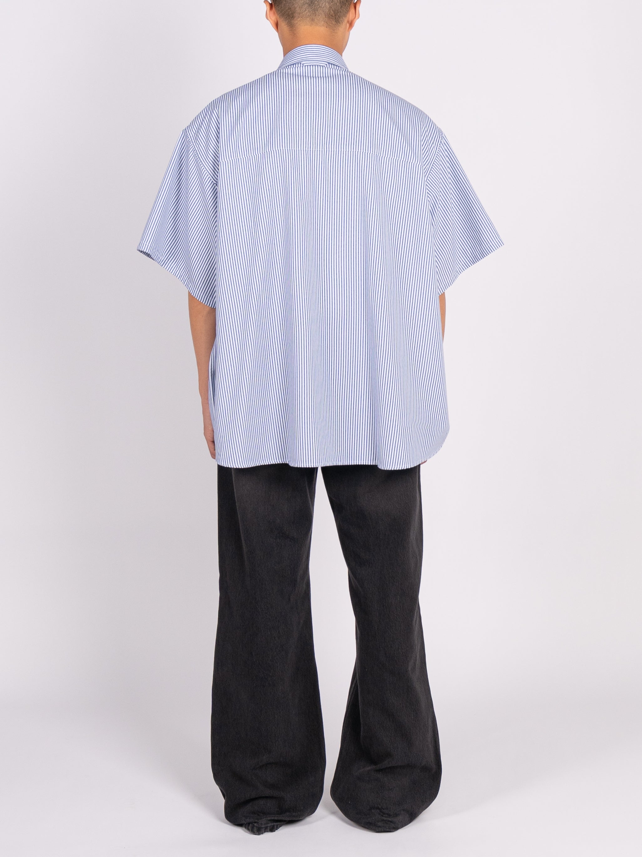 FreshService Dry Oxford Flap Pocket S/S Shirt (Blue Stripe)