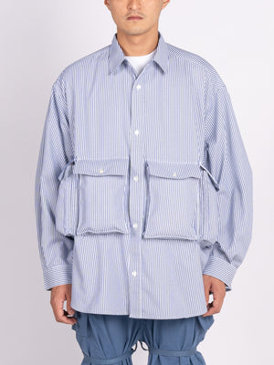 FreshService Dry Oxford Flap Pocket L/S Shirt (Blue Stripe)
