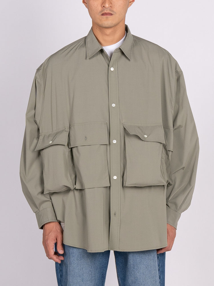 FreshService Micro Typewriter Flap Pocket L/S Shirt (Sage