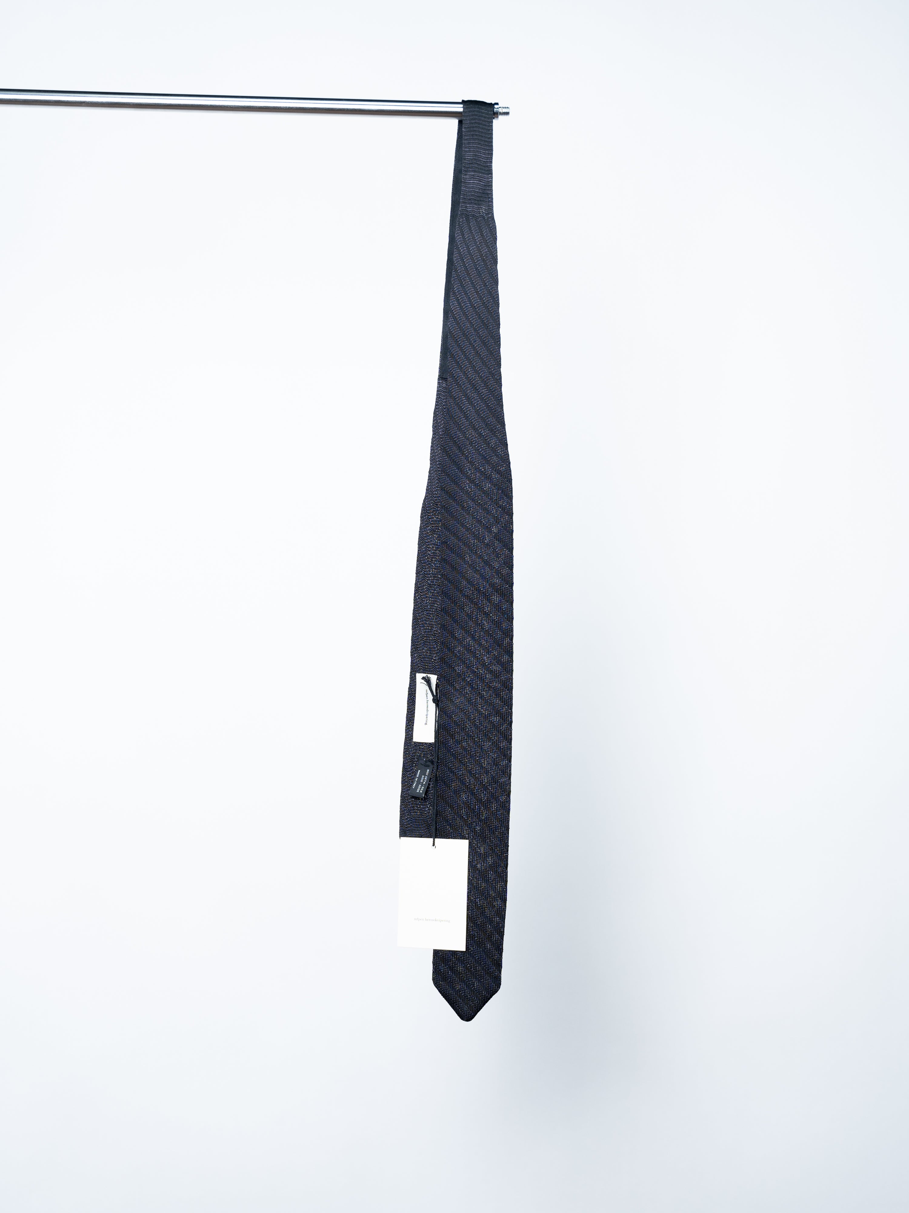 mfpen Formal Tie (Black Grey Stripe Silk)