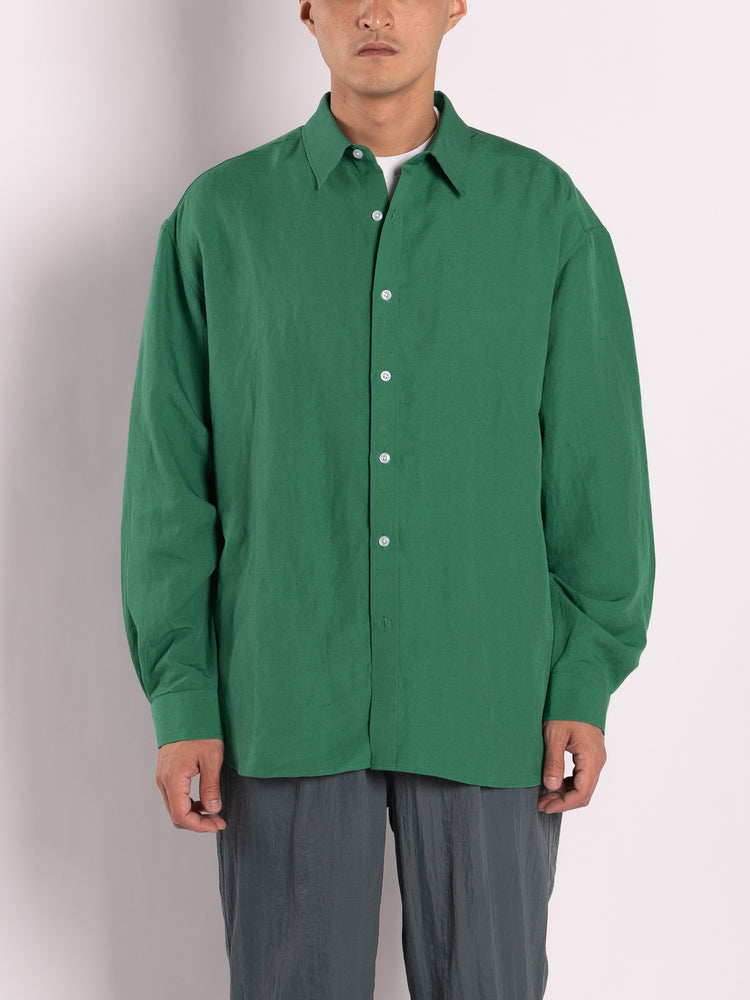 CONICHIWA bonjour Big Nerd Linen Shirts (Green)