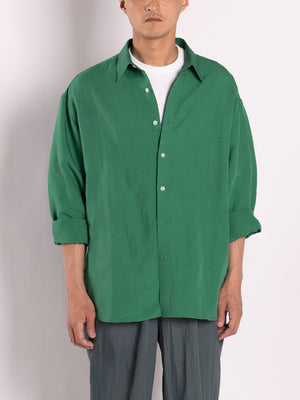
                
                    Load image into Gallery viewer, CONICHIWA bonjour Big Nerd Linen Shirts (Green)
                
            