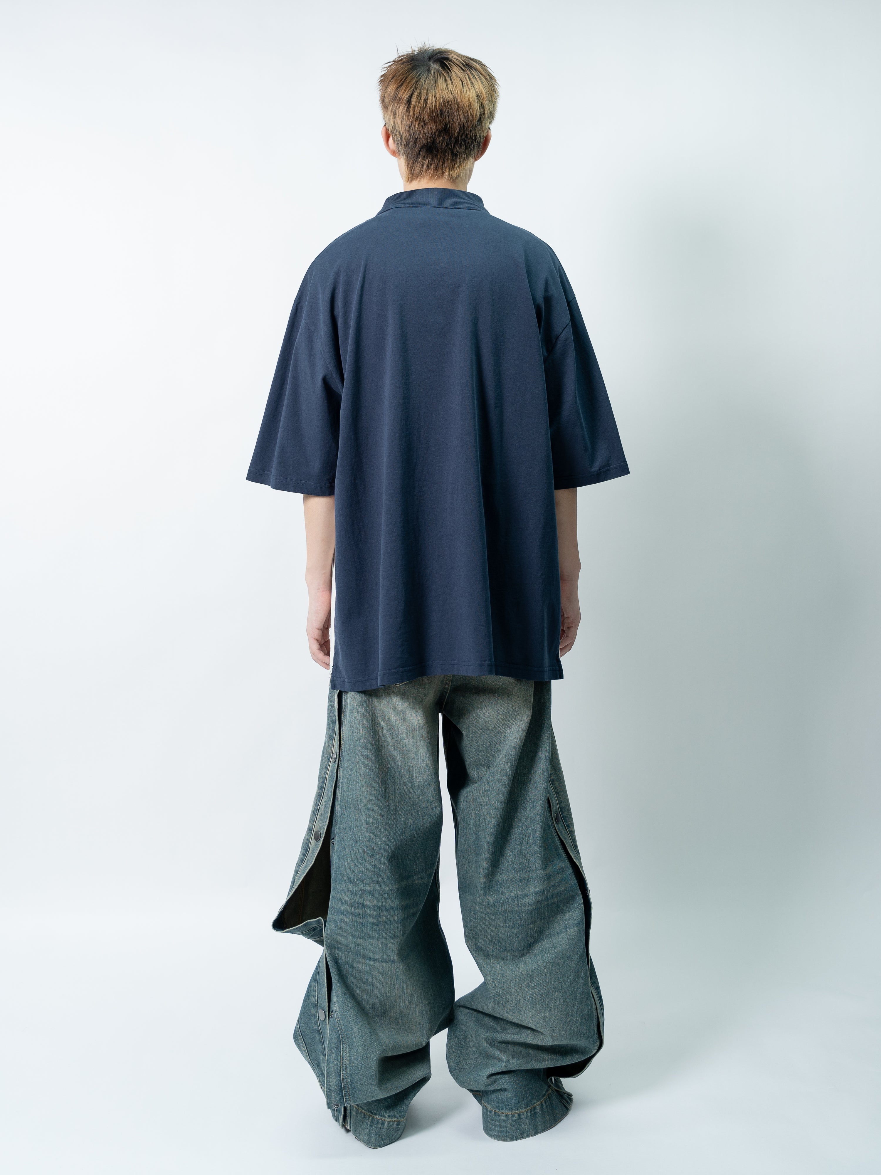 Martine Rose Oversized Panelled Polo (Blue)