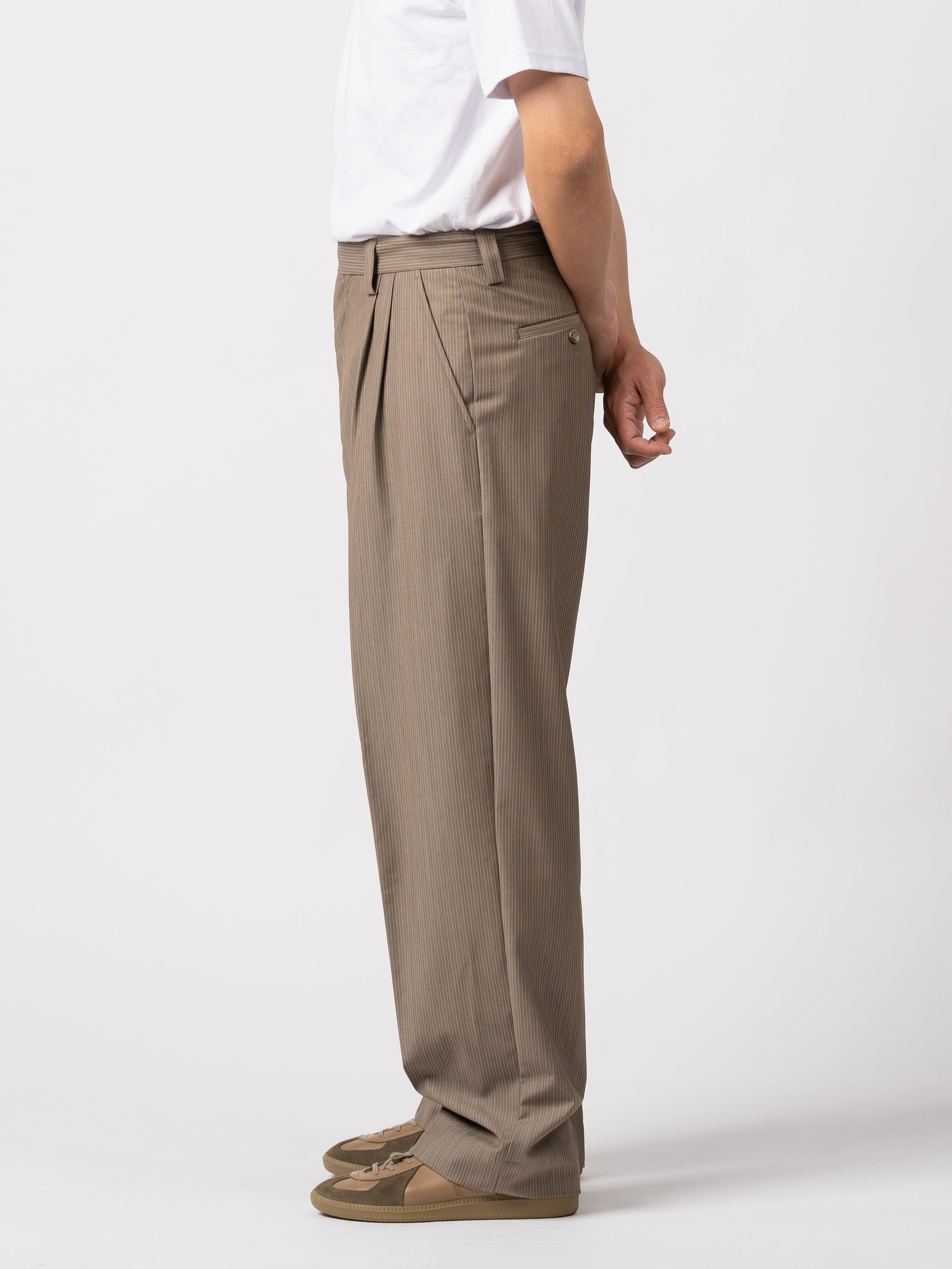 mfpen Classic Trousers (Taupe Grey Stripe)