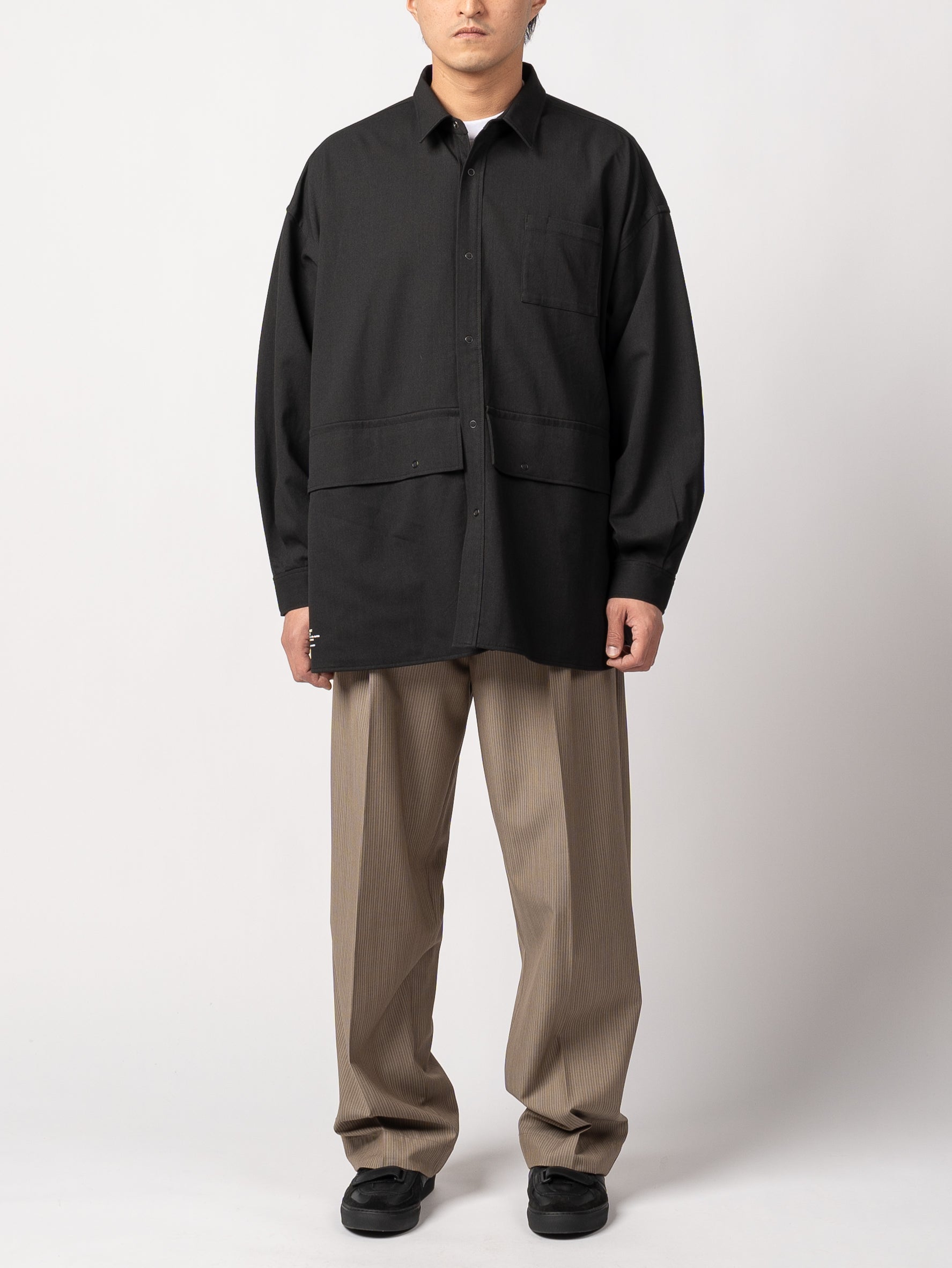 FreshService Fireproof Cargo Pocket Regular Collar Shirt (Black)
