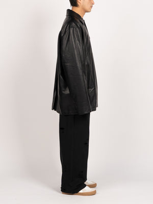
                
                    Load image into Gallery viewer, CODA Black Synthetic Leather Oversized Transpose Jacket (Black)
                
            