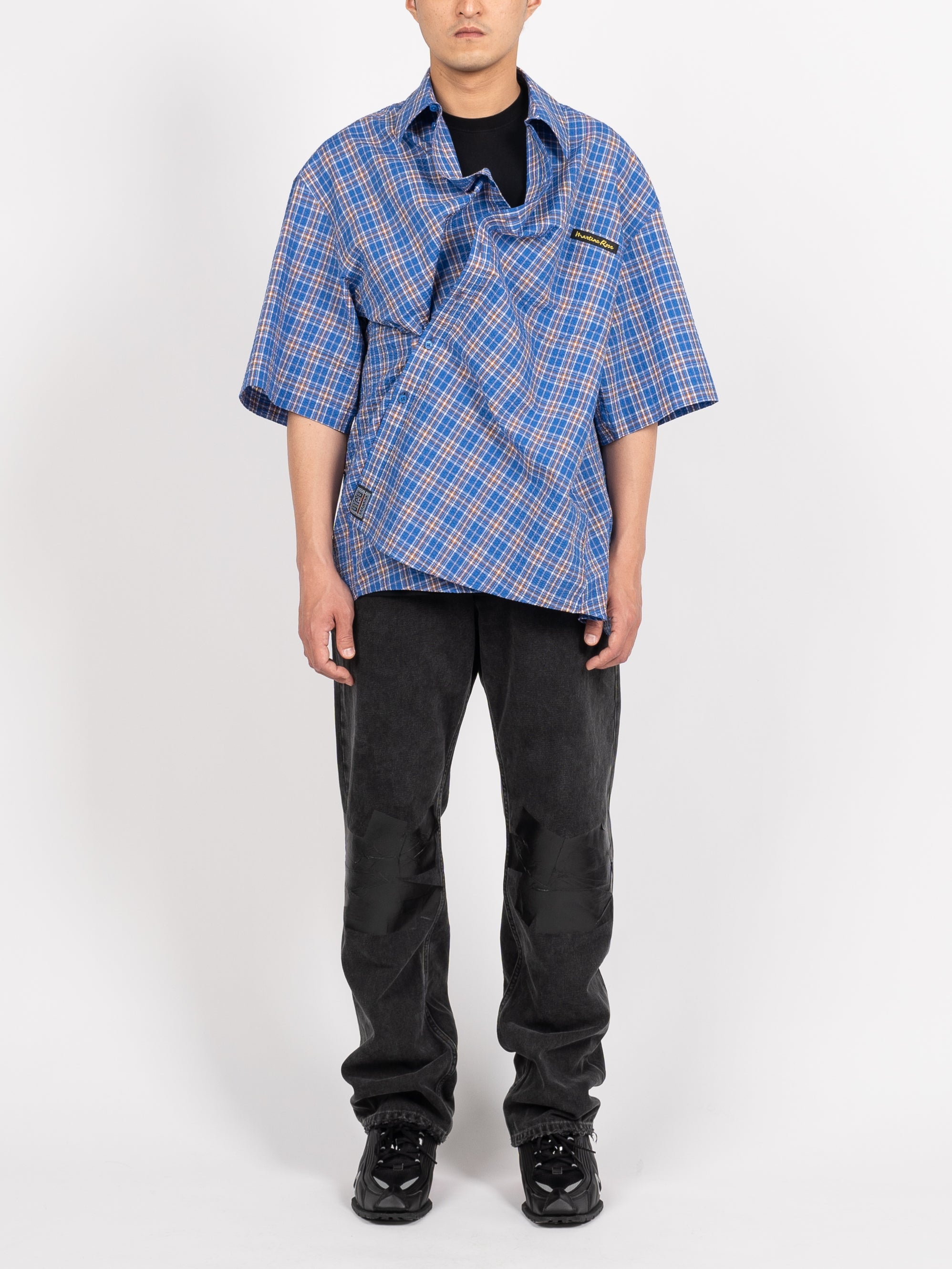 Martine Rose S/S Wrap Shirt (Blue Check)