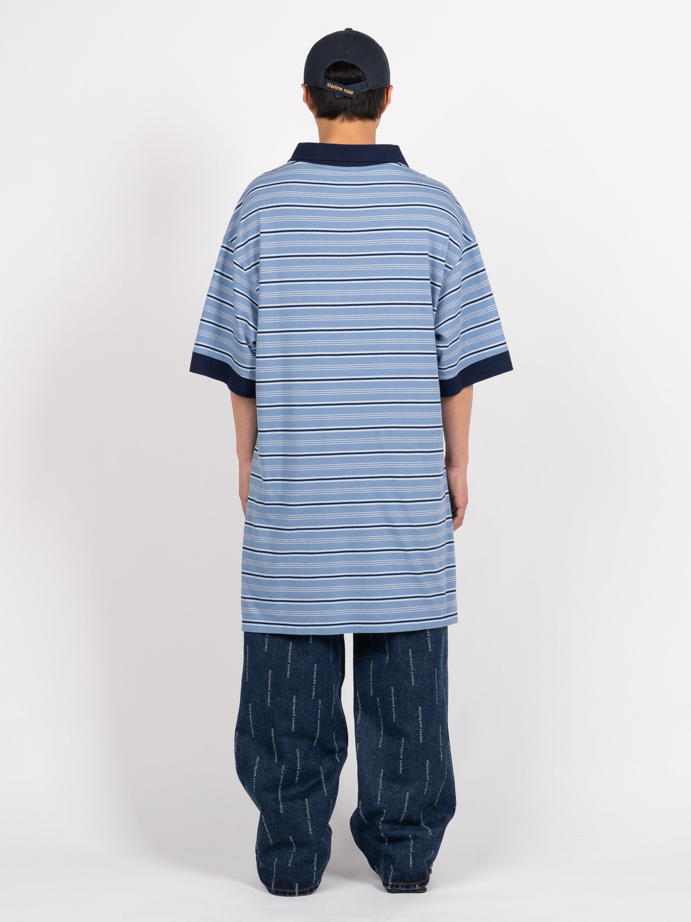 Martine Rose Stretched Polo (Blue Stripe)