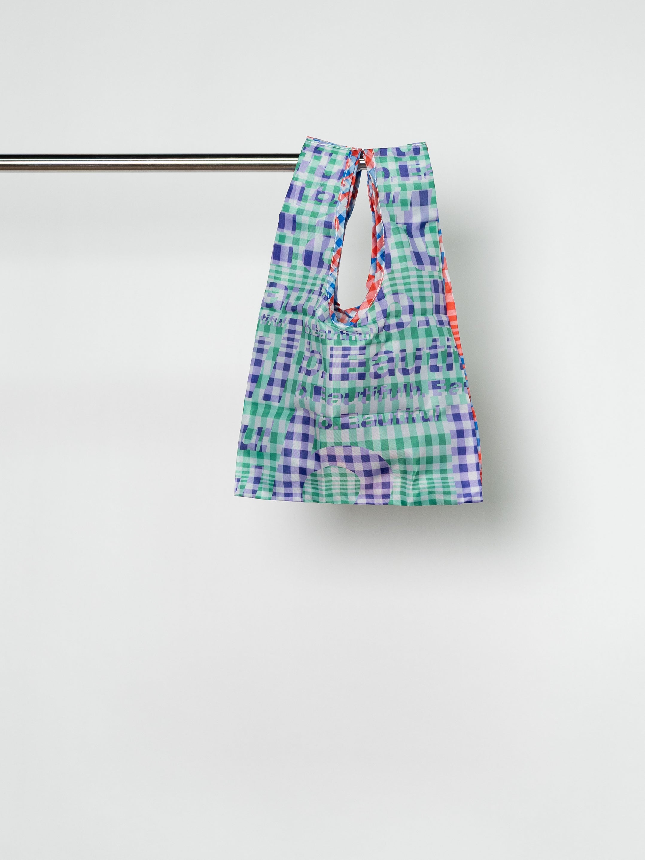 b.Eautiful Mix Checker Reusable Bag Mini (Red / Green)