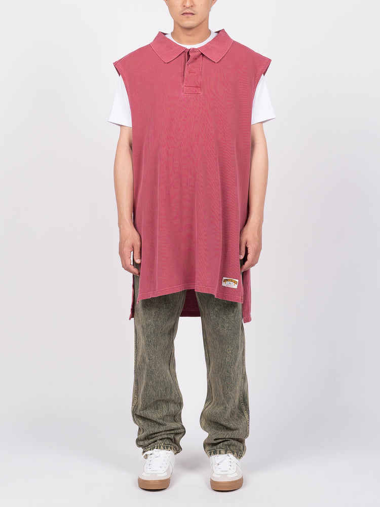 Martine Rose Stretched Polo Vest (Burgundy Pigment Dye)
