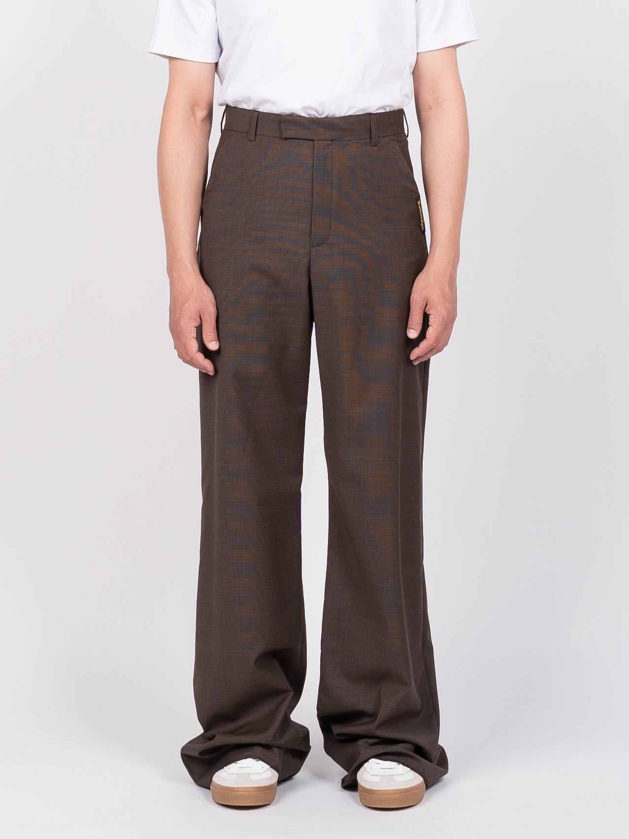 Martine Rose Tailored Extended Wide Leg Trouser (Brown Houndstooth)