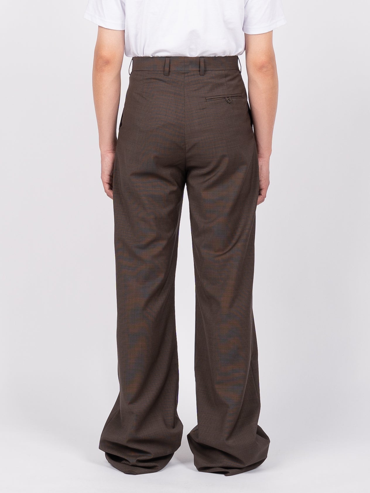 Martine Rose Tailored Extended Wide Leg Trouser (Brown Houndstooth)
