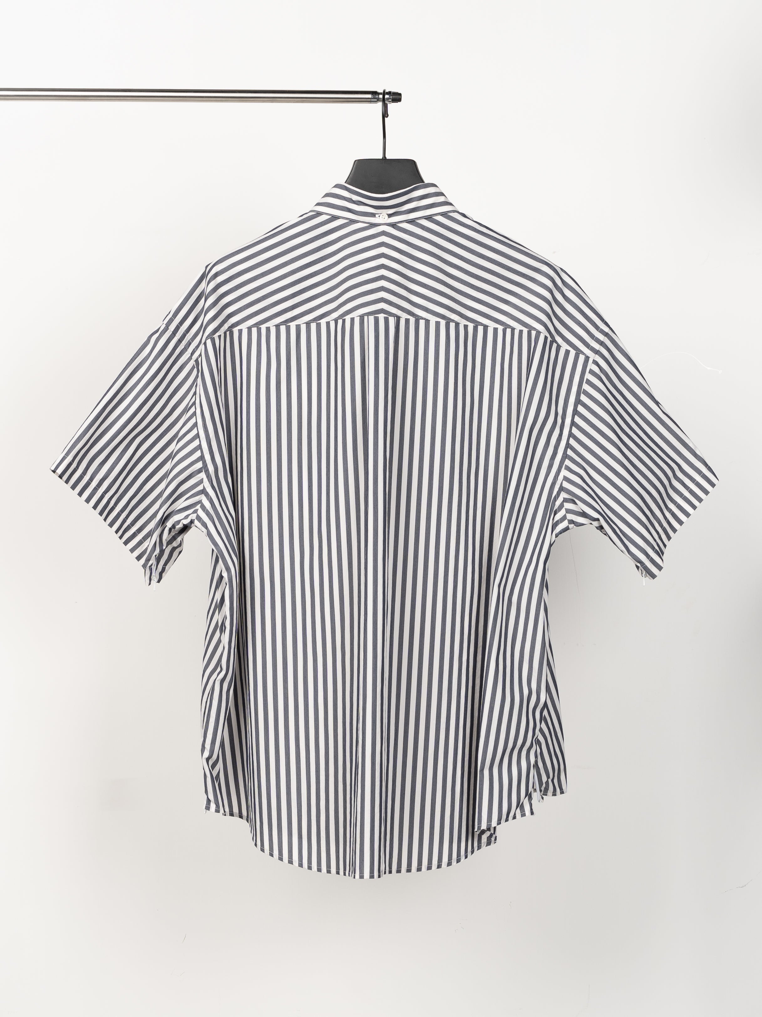 is-ness Ventilation Short Sleeve Shirt (White & Navy Stripe)