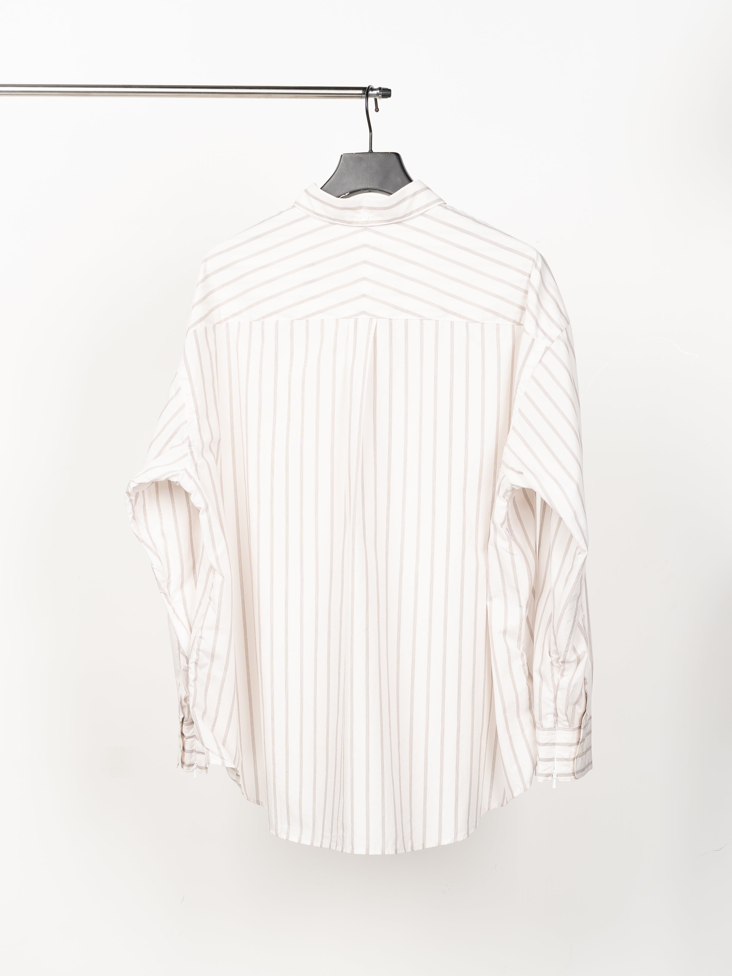 is-ness Ventilation Long Sleeve Shirt (Ecru & Brown Stripe)