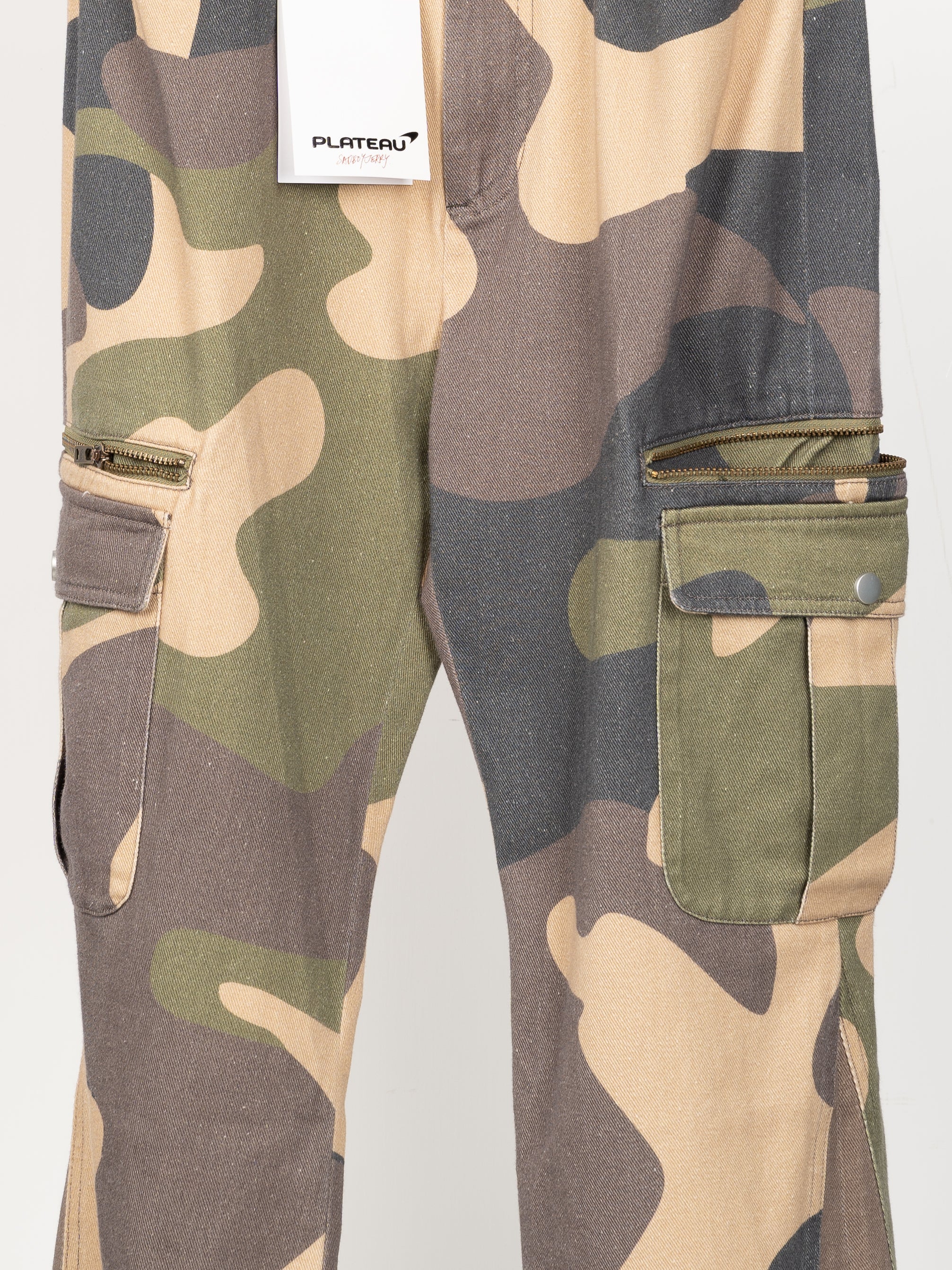 Plateau Studio Washed Camo Flared Cargo Pants (Washed Camo)