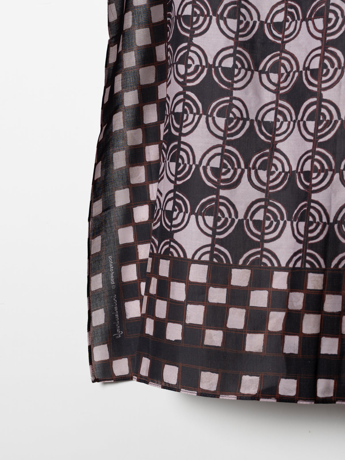 Potato Head Framed Batik Check Scarf (Black)