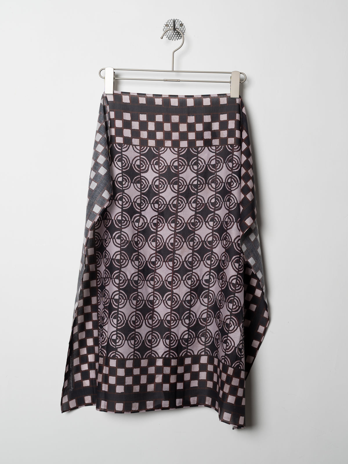 Potato Head Framed Batik Check Scarf (Black)
