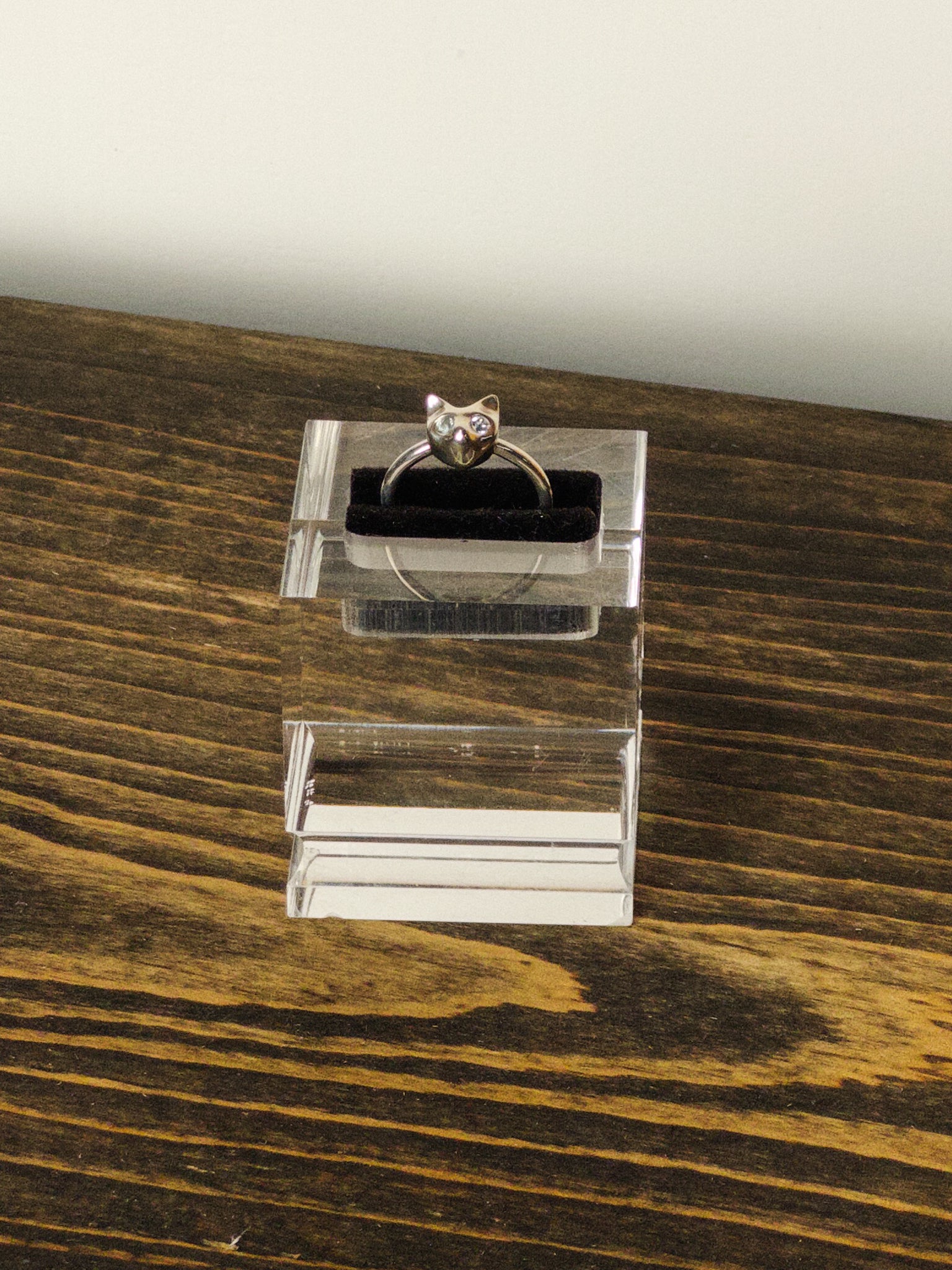 Big Cat Maria BBM Gazing Cat Ring Cubic Blue Topaz