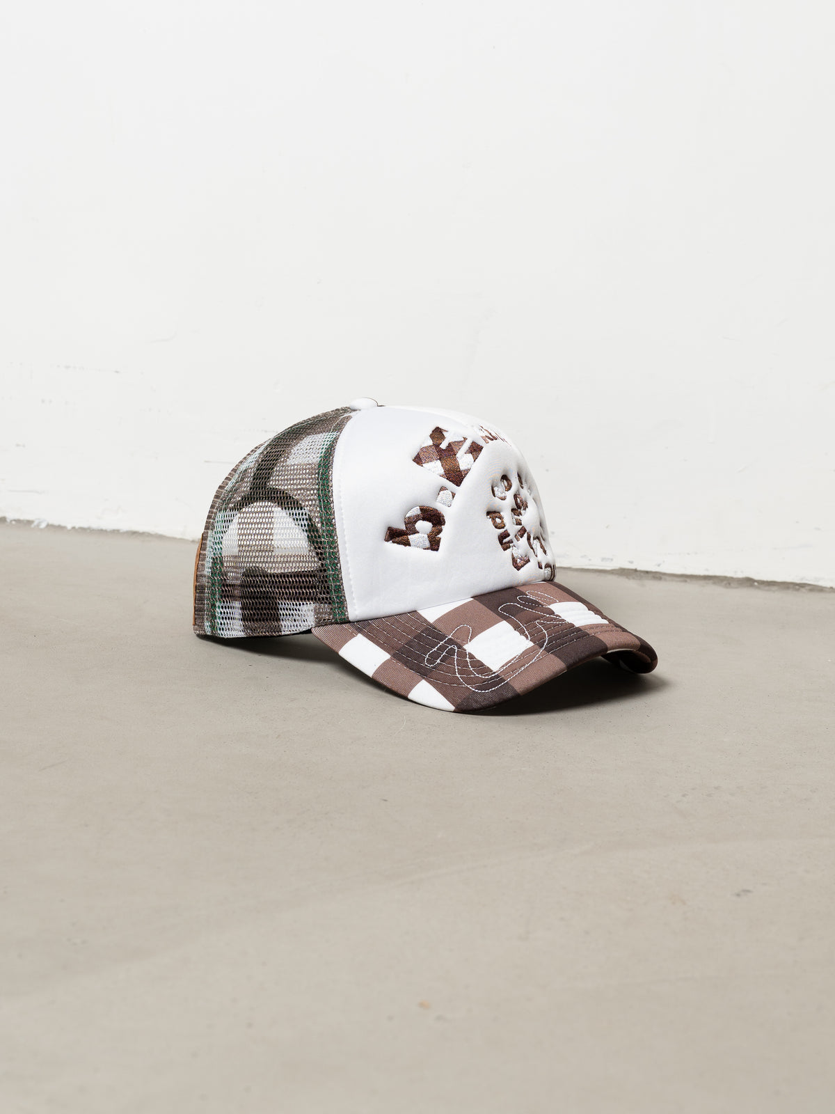 b.Eautiful Bi Foam Trucker Hat (Brown Checker)