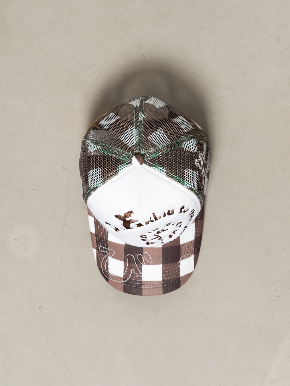 b.Eautiful Bi Foam Trucker Hat (Brown Checker)