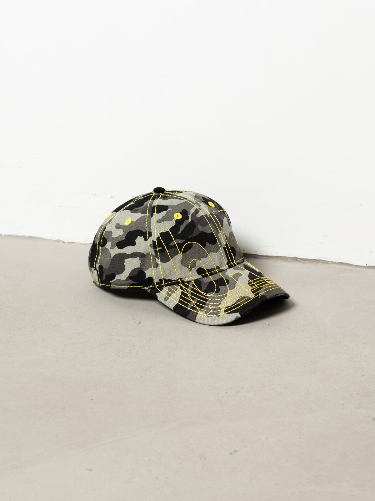 b.Eautiful Vapor Low Profile Hat (Dark Grey Camo / Yellow)