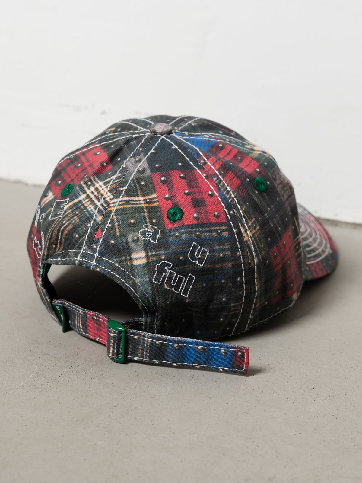 b.Eautiful Vapor Low Profile Hat (Studded Plaid / White) Details