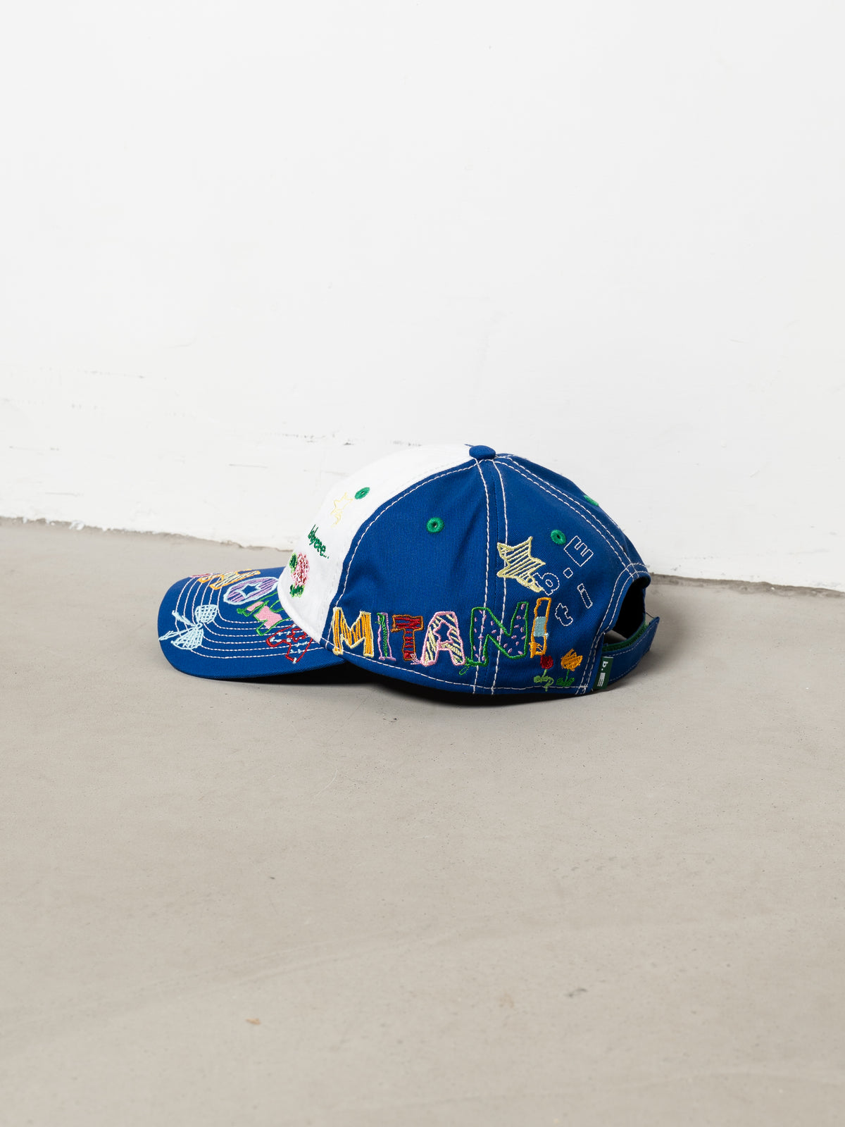 b.Eautiful x SHOMAMITANI Babyeee Low Profile Hat (White / Blue)