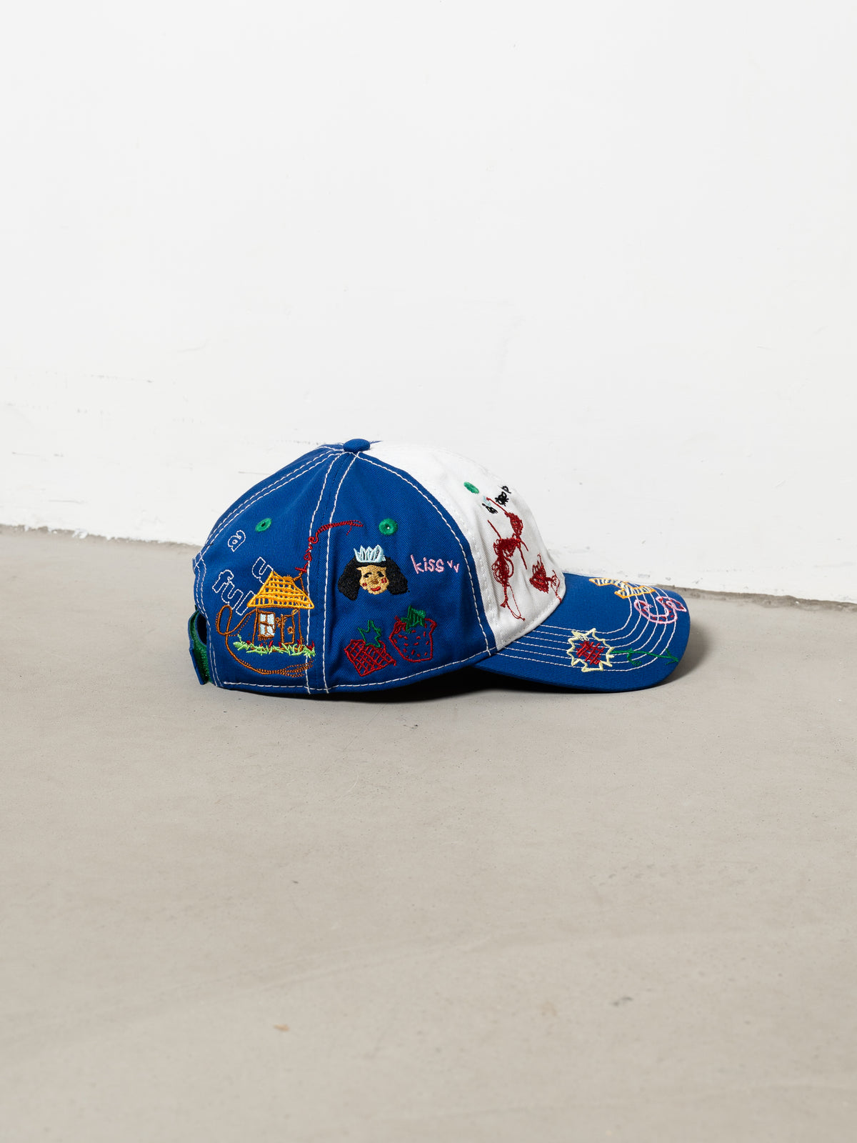b.Eautiful x SHOMAMITANI Babyeee Low Profile Hat (White / Blue)