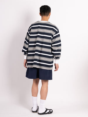 FreshService Multi Border L/S Tee (Navy)