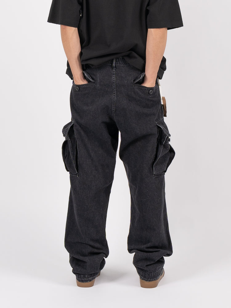
                
                    Load image into Gallery viewer, orSlow US Army Vintage Fit 6 Pockets Black Denim Cargo Pants (Black Denim Stone)
                
            