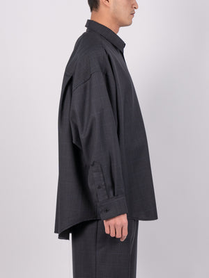 
                
                    Load image into Gallery viewer, CODA Dark Grey Check Oversized Raw Edge Shirt (Grey)
                
            