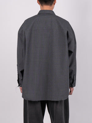 
                
                    Load image into Gallery viewer, CODA Grey Check Oversized Raw Edge Shirt (Grey)
                
            