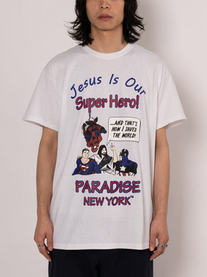 
                
                    Load image into Gallery viewer, PARADISE NYC Jesus Is Our Super Hero SS Tee (White)
                
            